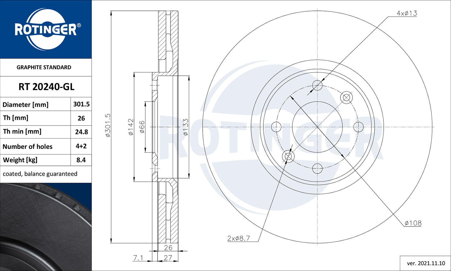 ROTINGER 260 128 RT 20240-GL - Alkatrész